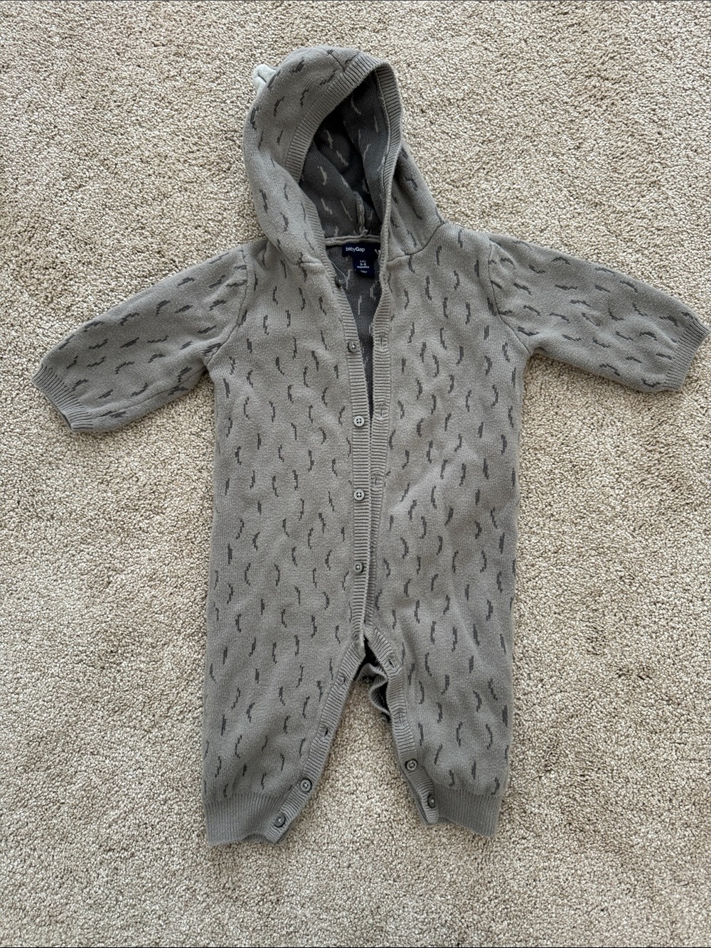 GAP Hooded Knit One-Piece in Taupe Gray